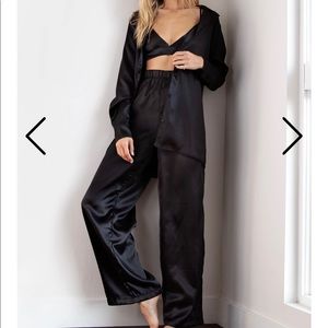 NASTY GAL 3 piece black satin set. Brand new.